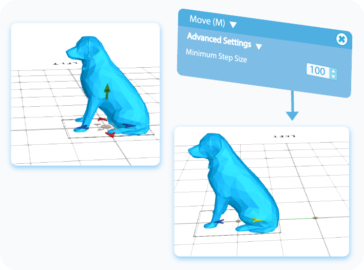 Customize the Minimum Step Size feature for the Move tool